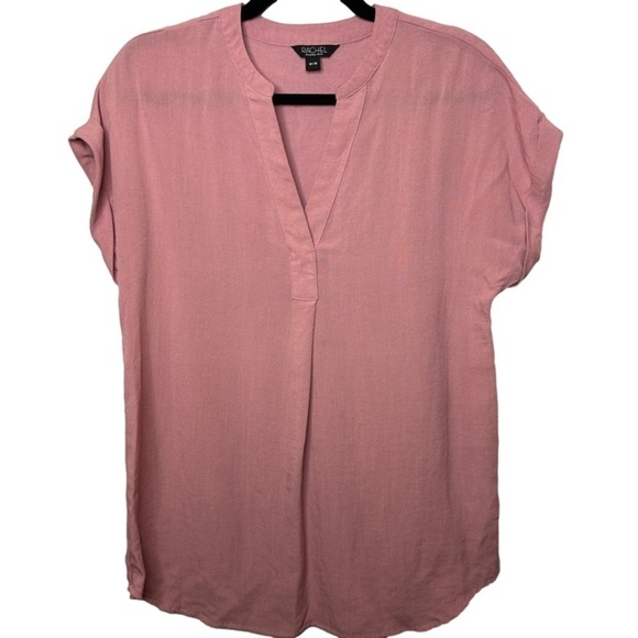 Rachel Rachel Roy V-Neck Short Sleeves Pink Tunic Top Medium - Picture 2 of 11